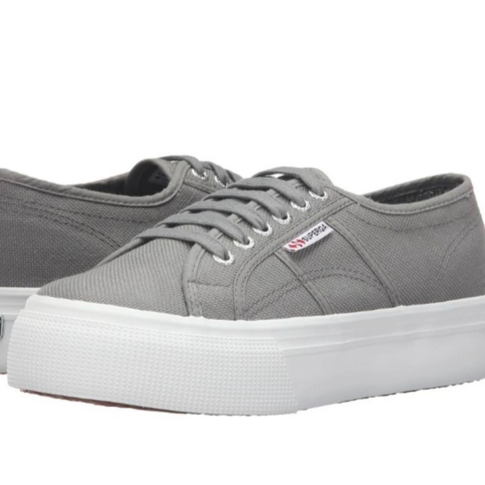Superga Gray Canvas Acotw Platform Sneakers Shoe Size 6.5/37 2790